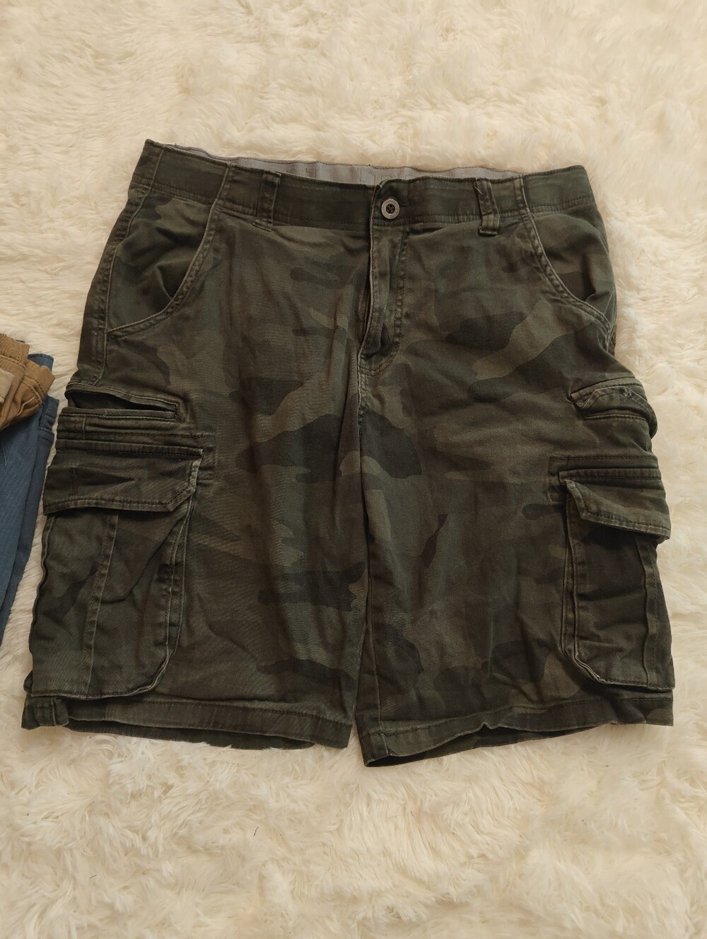 (Bundle Of 6) Men's Cargo Shorts - Olive Camo, Tan, Blue, Light Brown Size 34 - Picture 4 of 9